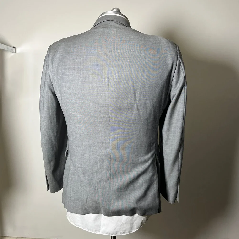 Tommy Hilfiger Suit Mens 46R 34W Grey Solid Worsted Wool 2-Button‎ Side Vent